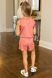 Salmon Ruffled Sleeveless Kids' Romper