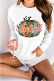 White Thankful Leopard Pumpkin Graphic Halloween Sweatshirt