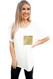 Sequin Pocket White Short Sleeve T-shirt