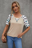 Khaki Leopard Raglan Sleeve Knit Tee