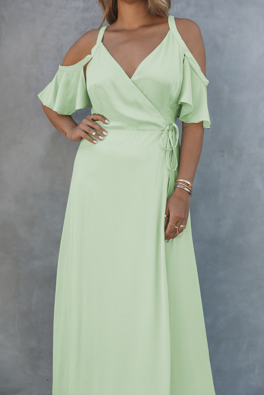 Cold shoulder flutter sleeve dress discount