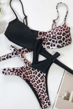 Printed Splicing Tie Bikini Set