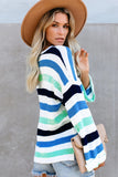 Casual Loose Bell Sleeves Striped Knit Sweater
