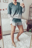 Dip Dye Hooded Lounge Sweatshirt Shorts Set