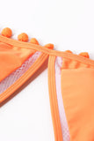 Pom Pom Mesh Insert High Waist Bikini