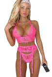 Floral Lace Crochet Sexy 3 Piece Garter Set