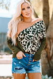 Multicolor Leopard Color Block Long Sleeve Knit Top