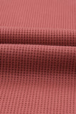 Contrast Stitching Trim Waffle Knit Pullover