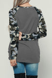 Camo Contrast Long Sleeve Top