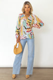 color Tropical Fish Skin Crinkle Long Sleeve Shirt