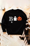 Halloween Spider Ghost Pumpkin Graphic Black Sweatshirt