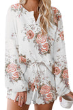 Floral Print White Knit Lounge Set