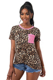 Neon Pink Leopard T-shirt with Pocket