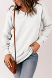 Ribbed V Neck Drop Shoulder Sweatshirt