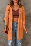 Orange Chunky Knit Open Front Cardigan