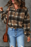 Zip Collar Plaid Pattern Fleece Sweatshirt