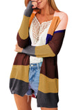 Rainbow Color Block Open Front Drape Oversized Knitted Cardigan