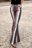 Multicolor Striped Bell Bottoms Jeans