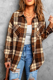 Khaki Grid Print Boyfriend Shirt Coat