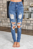 Medium Wash Distressed Skinny Jeans