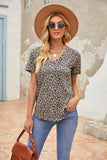 Camouflage Print V Neck Tee with Pocket