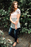 Floral Print Splicing Colorblock Tee