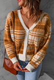 Orange Fluff Knitted Button Up Cardigan Sweater