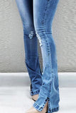 Split Hem Ripped High Waist Flare Jeans
