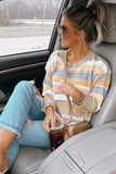 Striped Crew Neck Knitted Pullover Sweater