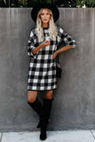 Gingham Balloon Sleeve Sweater Dress