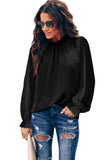 Frilled Mock Neck Balloon Sleeve Blouse
