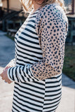 White Stripe Cheetah Raglan Top