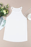 White Plain Halter Neck Tank Top