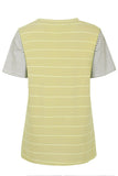 Striped Short Sleeve Contrast Color T-Shirt with Pocket