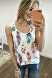 Dark Blue Aztec Feather Tank Top
