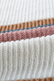 V Neck Button Closure Colorblock Knit Sweater