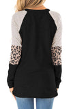 Striped and Leopard Color Block Sleeves Top