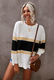 Colorblock Drop Shoulder Knitted Pullover Sweater