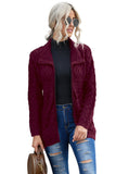 Wine Red Zip-up Open Front Knitted Sweater