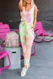 Tie Dye Drawstring Jogging Jumpsuit