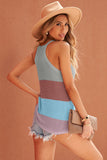 Multicolor Color Block Striped Knit Tank Top