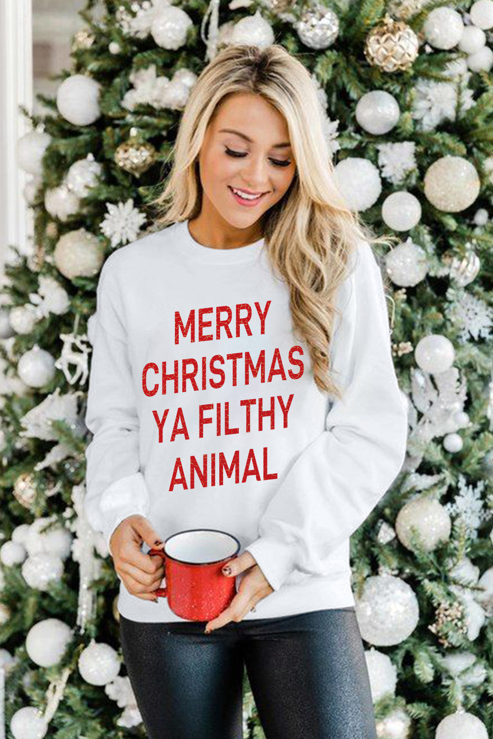 Merry Christmas Ya Filthy Animal Graphic Sweatshirt