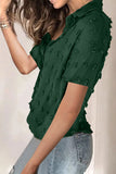 Buttoned Swiss Dot Turn-down Collar Short Sleeve Shirt