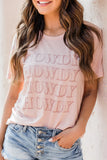 Pink HOWDY Letter Graphic Short Sleeve T Shirt