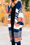 Pocketed Novelty Striped Chenille Cardigan