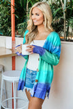Rainbow Ombre Buttoned Cardigan with Pockets