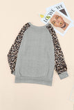 Leopard Sleeves Christmas Tree Print Top