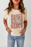 Western RODEO Graphic Print Crew Neck T Shirt