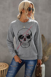Halloween Skull Graphic Sweatshirt