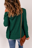 Green Lightweight Knit Ribbed Trim Snap Button Cardigan